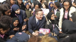 David Cameron visits the Harris Academy Bermondsey where he meets with students and teachers.